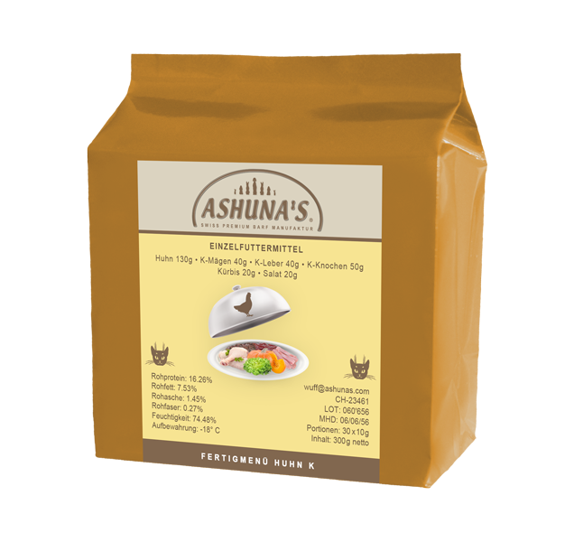 Verpackung von Katzen Fertigmenü Huhn (K) Verpackung Katzen Fertigmenü Huhn (K)