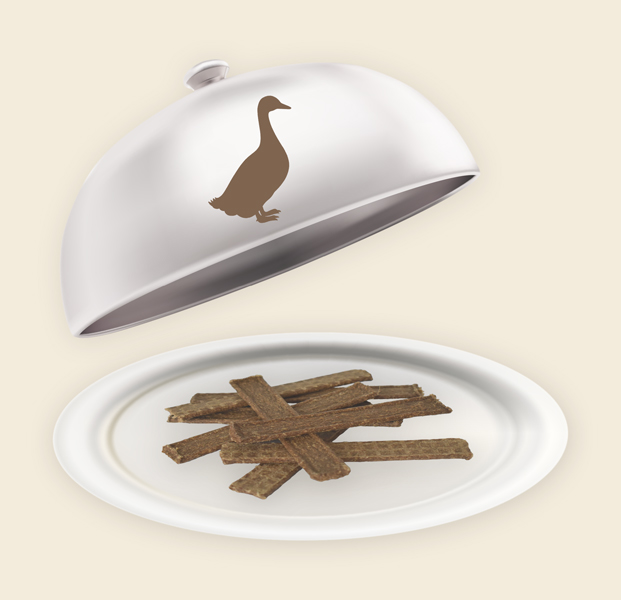 Teller und Haube mit Enten Streifen Enten Streifen