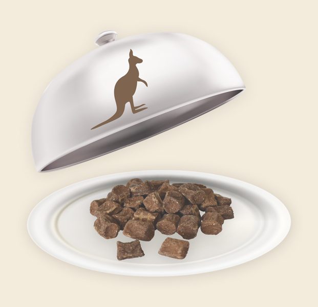 Teller und Haube mit Känguru Rolls Känguru Rolls