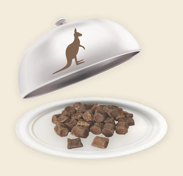 Teller und Haube mit Känguru Rolls Känguru Rolls