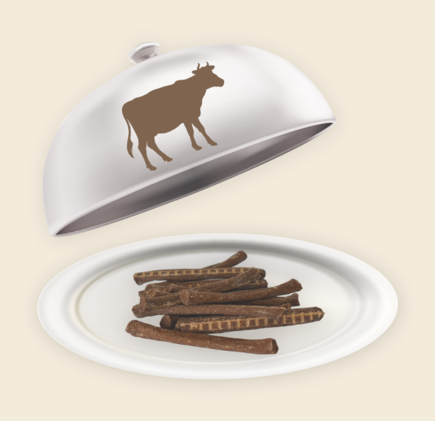 Teller und Haube mit Rinder Sticks Rinder Sticks